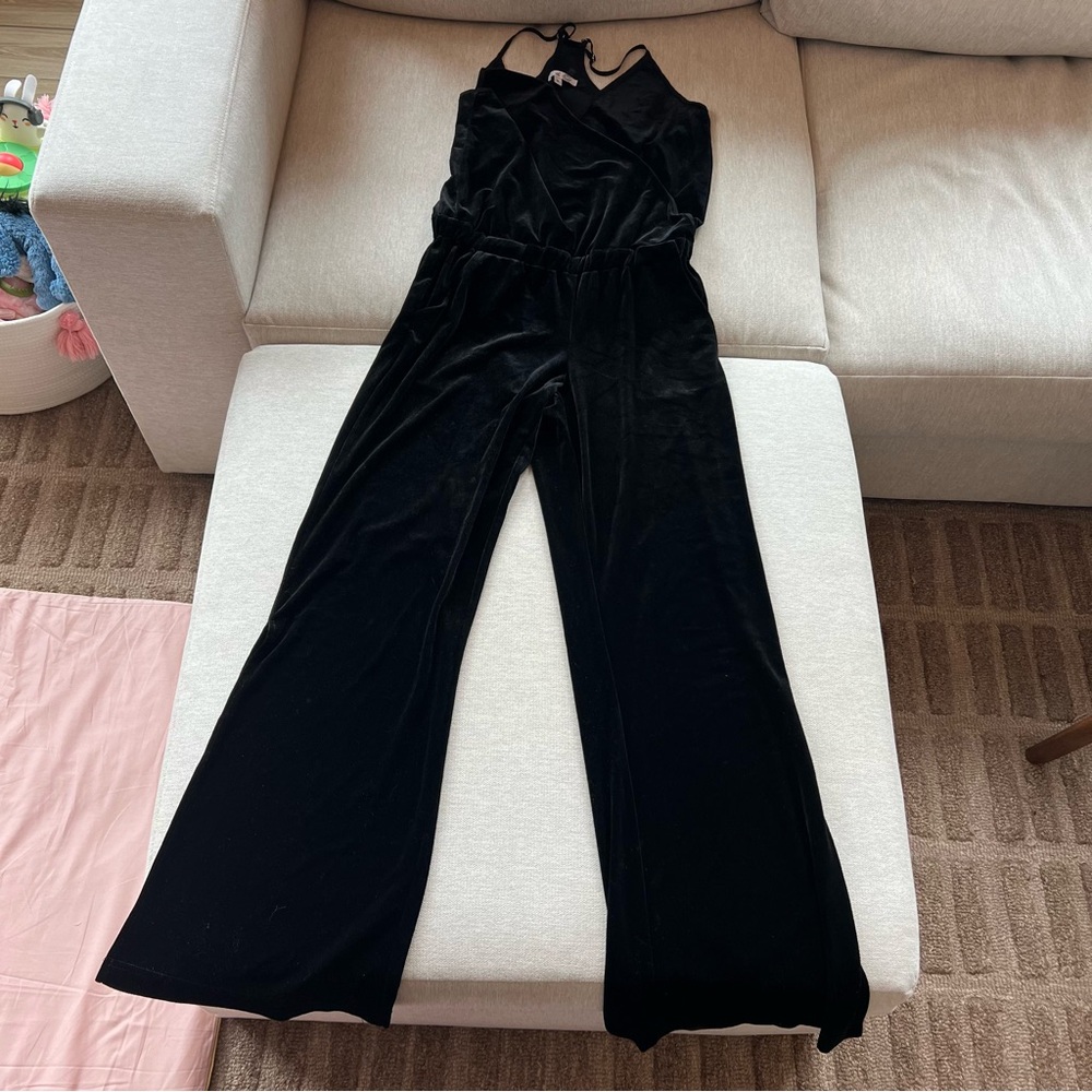 On the Road Black Velvet Jumpsuit - Picture 5 of 7